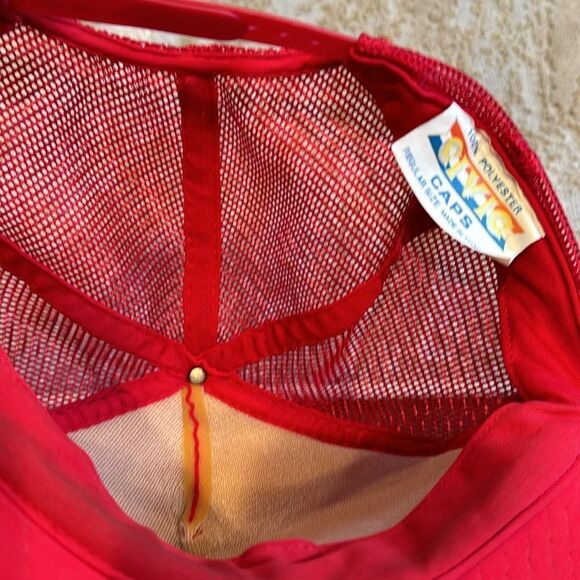 Vintage VOYAGER Trucker Red Snapback "Around The World" Flight Cap Hat 1984 - Picture 5 of 8